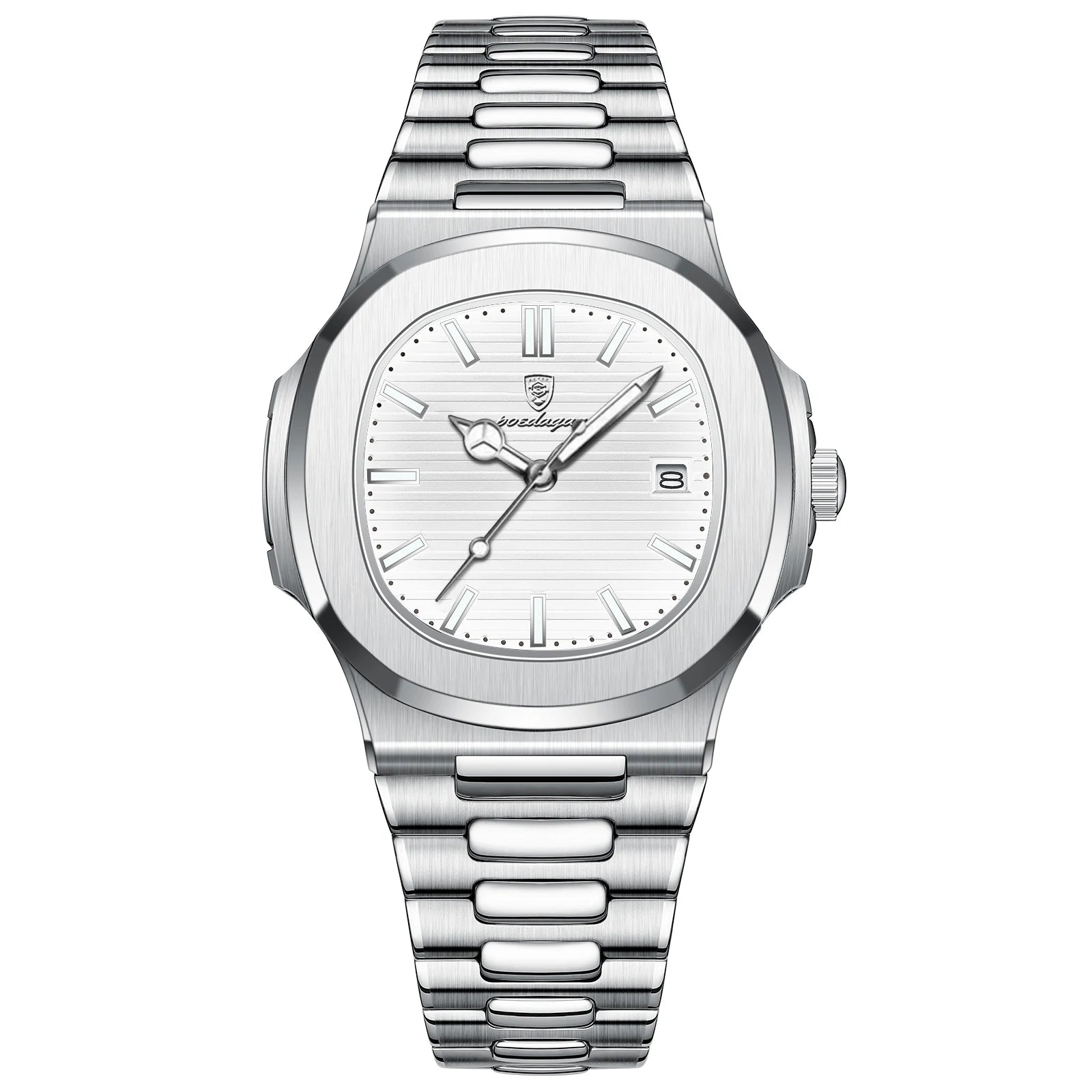 POEDAGAR carré luxe hommes montre-bracelet étanche lumineux Date en acier inoxydable mâle horloge affaires sport montres à Quartz pour hommes