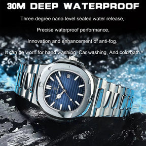 POEDAGAR carré luxe hommes montre-bracelet étanche lumineux Date en acier inoxydable mâle horloge affaires sport montres à Quartz pour hommes